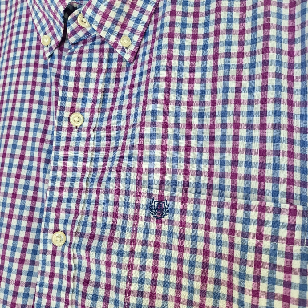 🌿Chaps Men's Blue & Purple Check Button Down Shirt, size XL - Picture 4 of 9